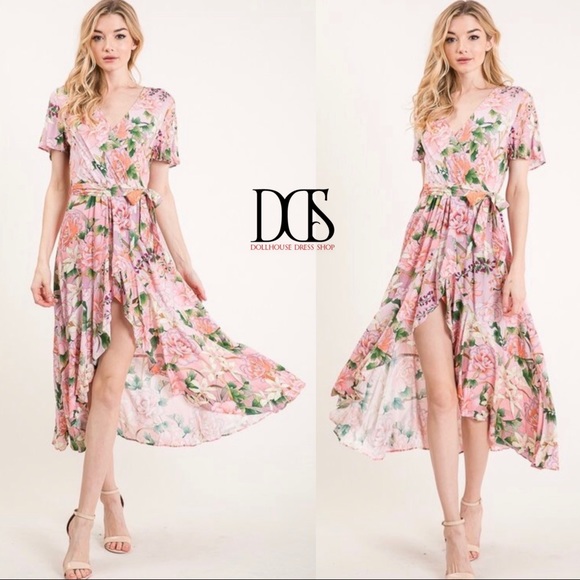 🆕Magnolia- Mauve Floral Print High Low Maxi Dress - Picture 3 of 4